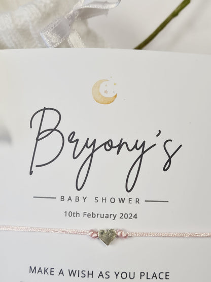 Moon and Star Baby Shower Wish Bracelet, Personalized Gift