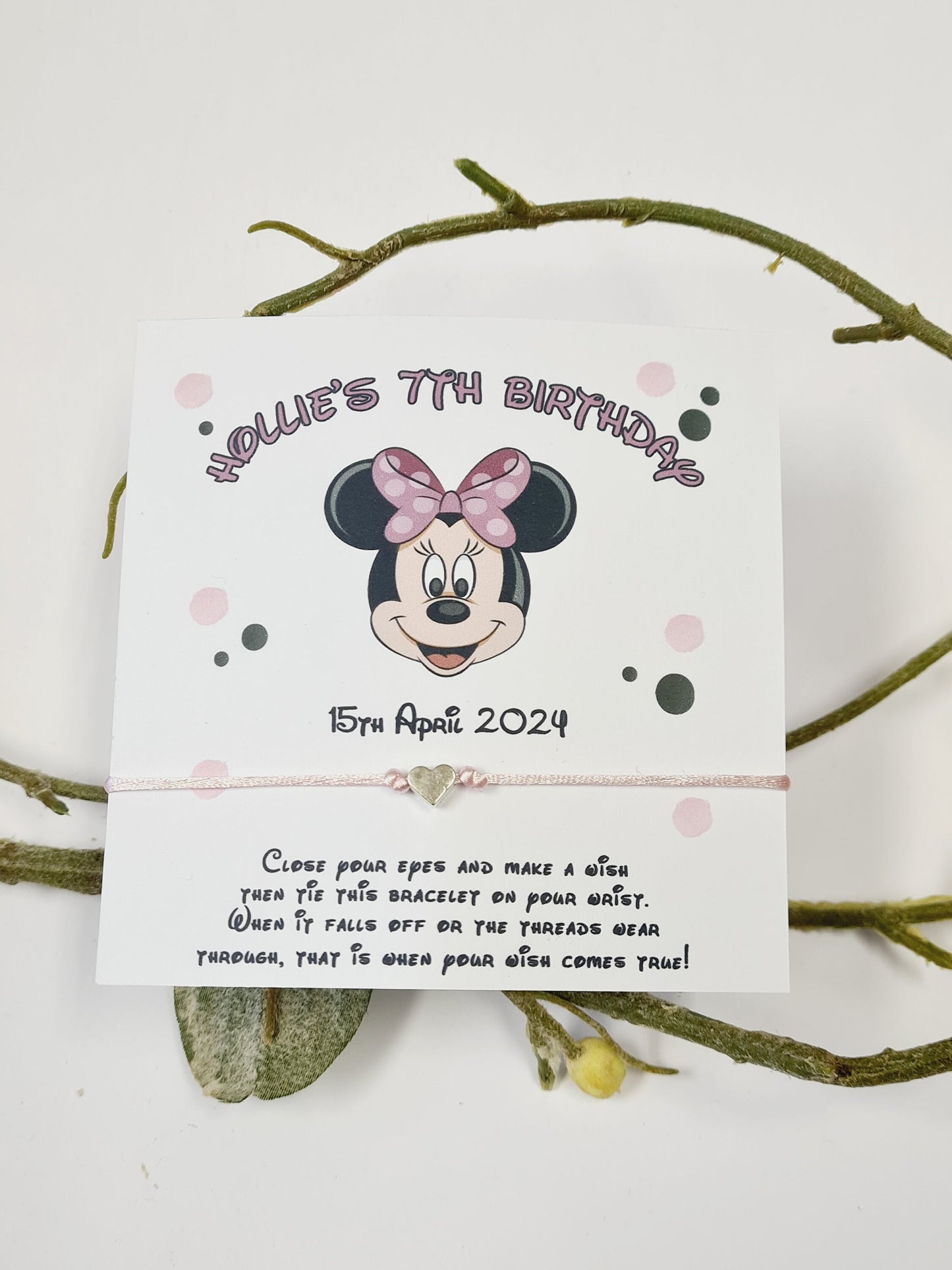 Disney Minnie Mouse I Mickey Mouse Inspired Wish Bracelets I Personalised I Disney Birthday I DisneyTrip I Orlando I Paris I Cruise -PD6