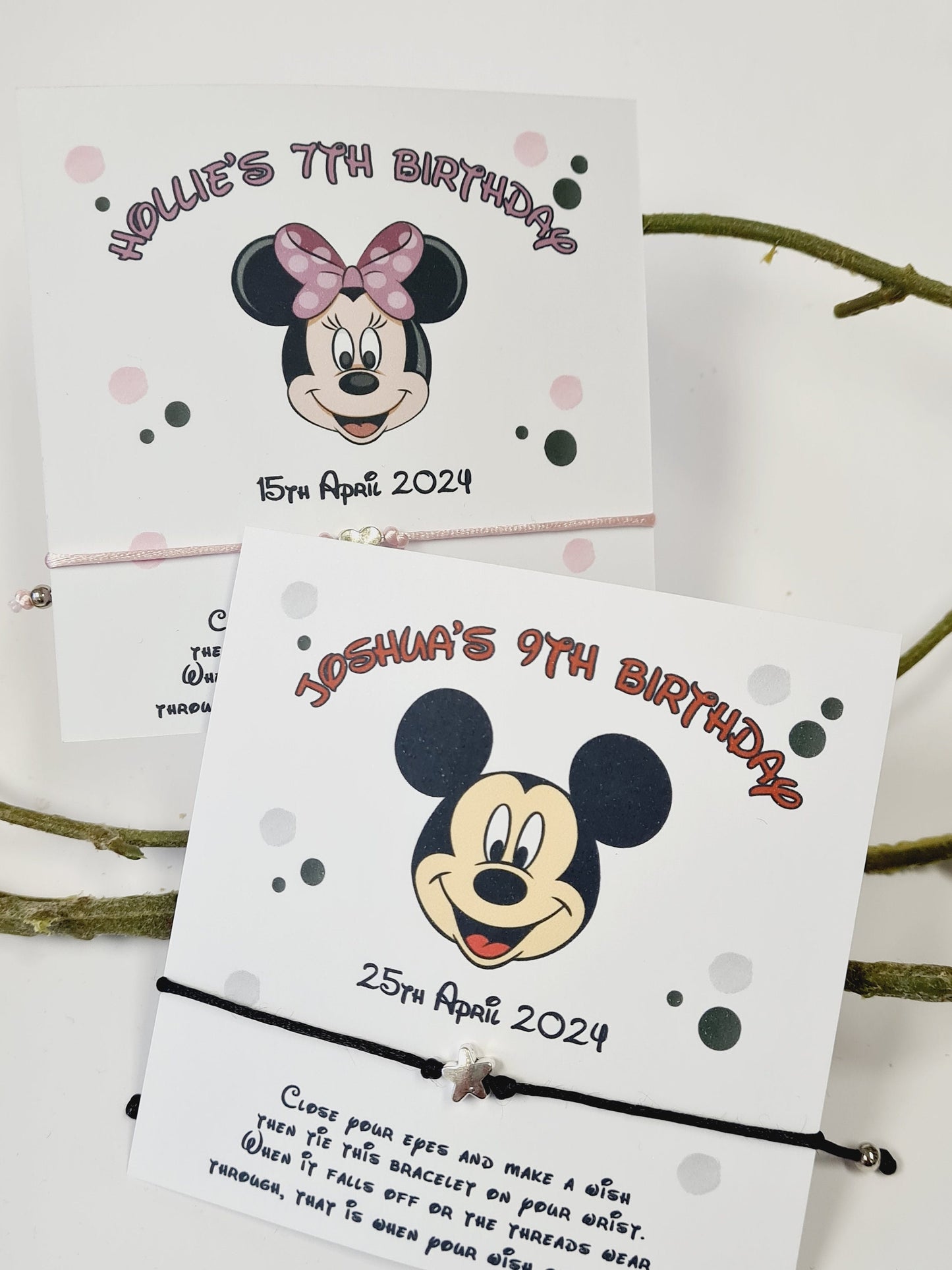 Disney Minnie Mouse I Mickey Mouse Inspired Wish Bracelets I Personalised I Disney Birthday I DisneyTrip I Orlando I Paris I Cruise -PD6