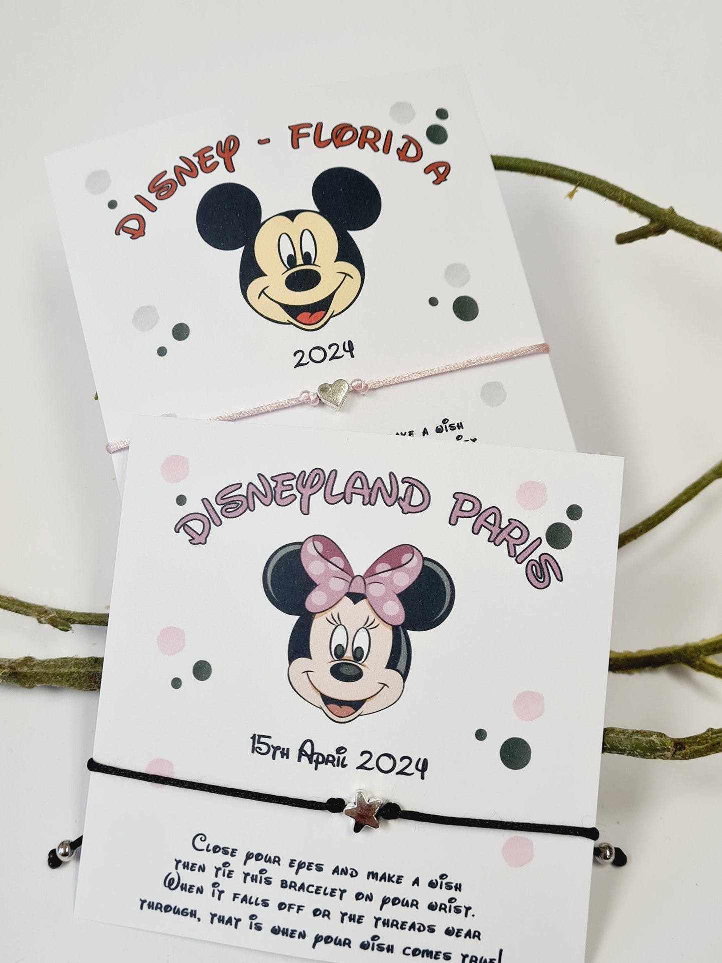Disney Minnie Mouse I Mickey Mouse Inspired Wish Bracelets I Personalised I Disney Birthday I DisneyTrip I Orlando I Paris I Cruise -PD6