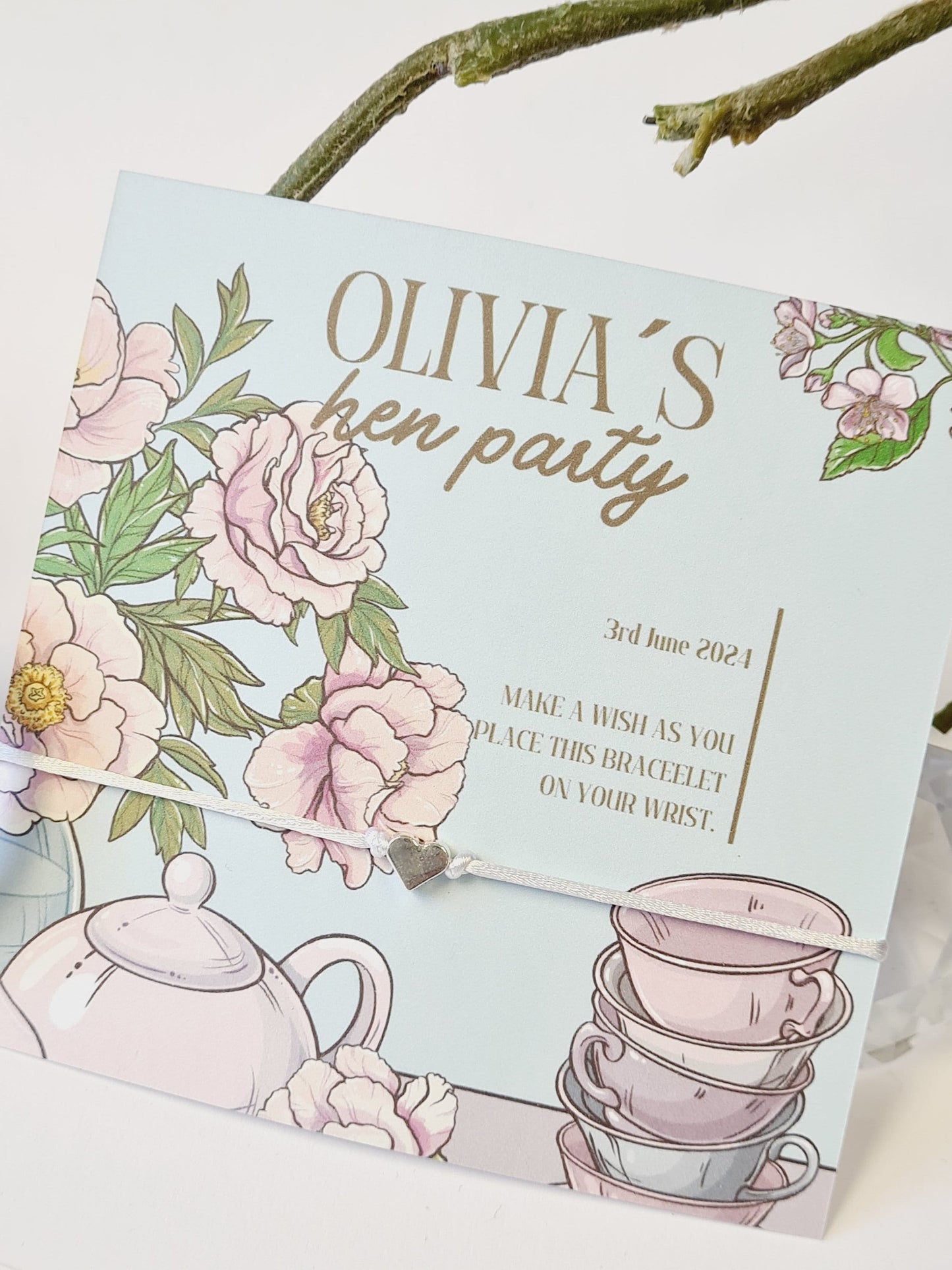 Personalized Hen Party Wish Bracelet: Afternoon Tea Theme, Bride Tribe Favor