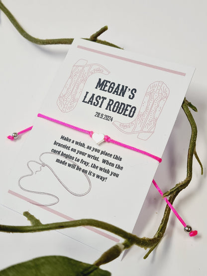 Last Rodeo Pink Hen Party Wish Bracelets I Personalised I Goodie Bag Filler I Hen Weekend IHen Do I Hen Holiday I Bride to Be - FC57