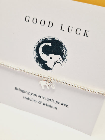 Lucky Elephant Charm Bracelet: Silver Plated Good Luck Gift