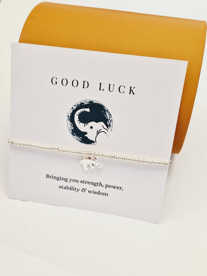 Lucky Elephant Charm Bracelet: Silver Plated Good Luck Gift