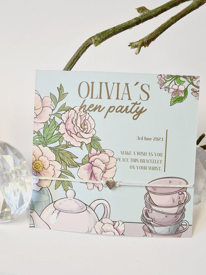 Personalized Hen Party Wish Bracelet: Afternoon Tea Theme, Bride Tribe Favor