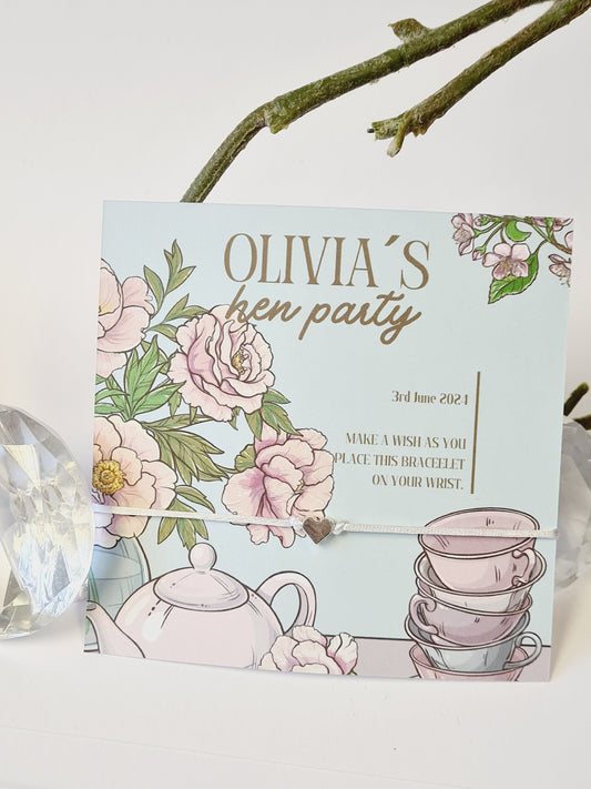 Personalized Hen Party Wish Bracelet: Afternoon Tea Theme, Bride Tribe Favor