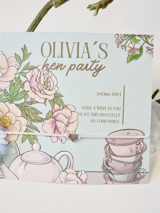 Personalized Hen Party Wish Bracelet: Afternoon Tea Theme, Bride Tribe Favor