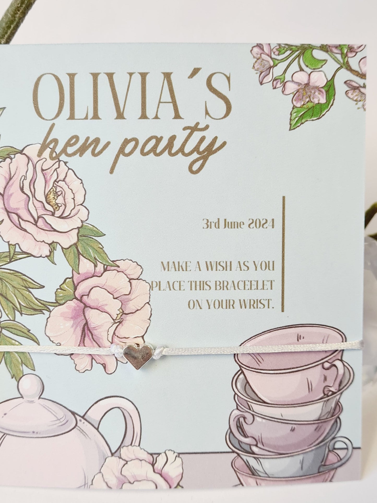 Personalized Hen Party Wish Bracelet: Afternoon Tea Theme, Bride Tribe Favor