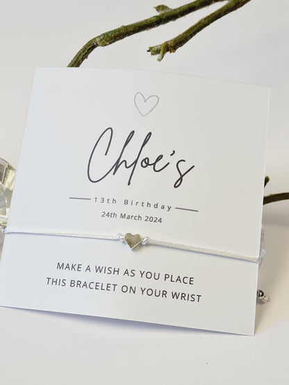 Personalised Heart Wish Bracelet: Birthday Party Favor