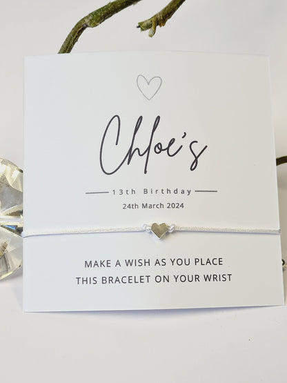 Personalised Heart Wish Bracelet: Birthday Party Favor