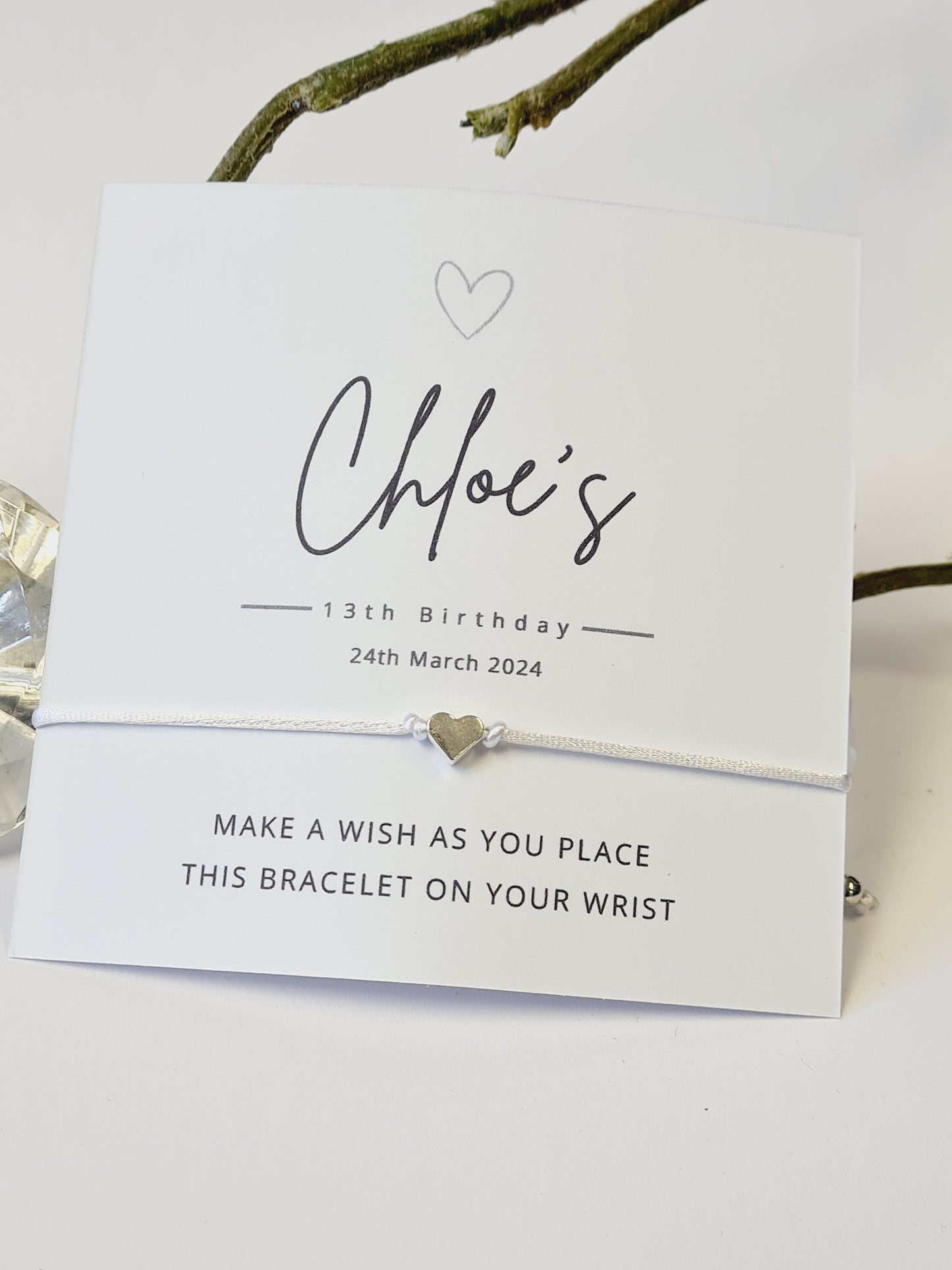 Personalised Heart Wish Bracelet: Birthday Party Favor