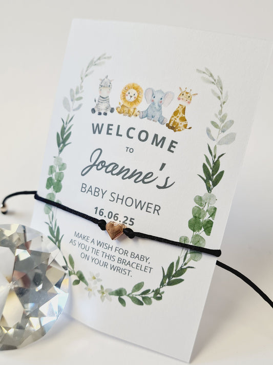 Baby Shower Wish Bracelet – Zoo Animals, Personalized Gift