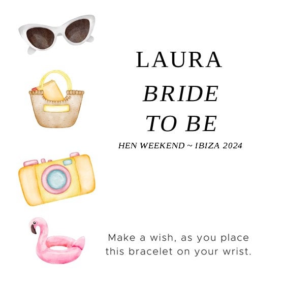 Personalised Hen Party Wish Bracelet: Beach Theme Goodie Bag Filler - Bikini - Hen Weekend - Party Favour
