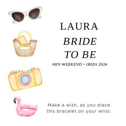 Personalised Hen Party Wish Bracelet: Beach Theme Goodie Bag Filler - Bikini - Hen Weekend - Party Favour