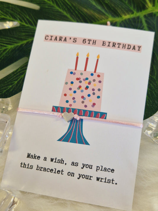 Birthday Cake Wish Bracelet: Personalised Party Favour