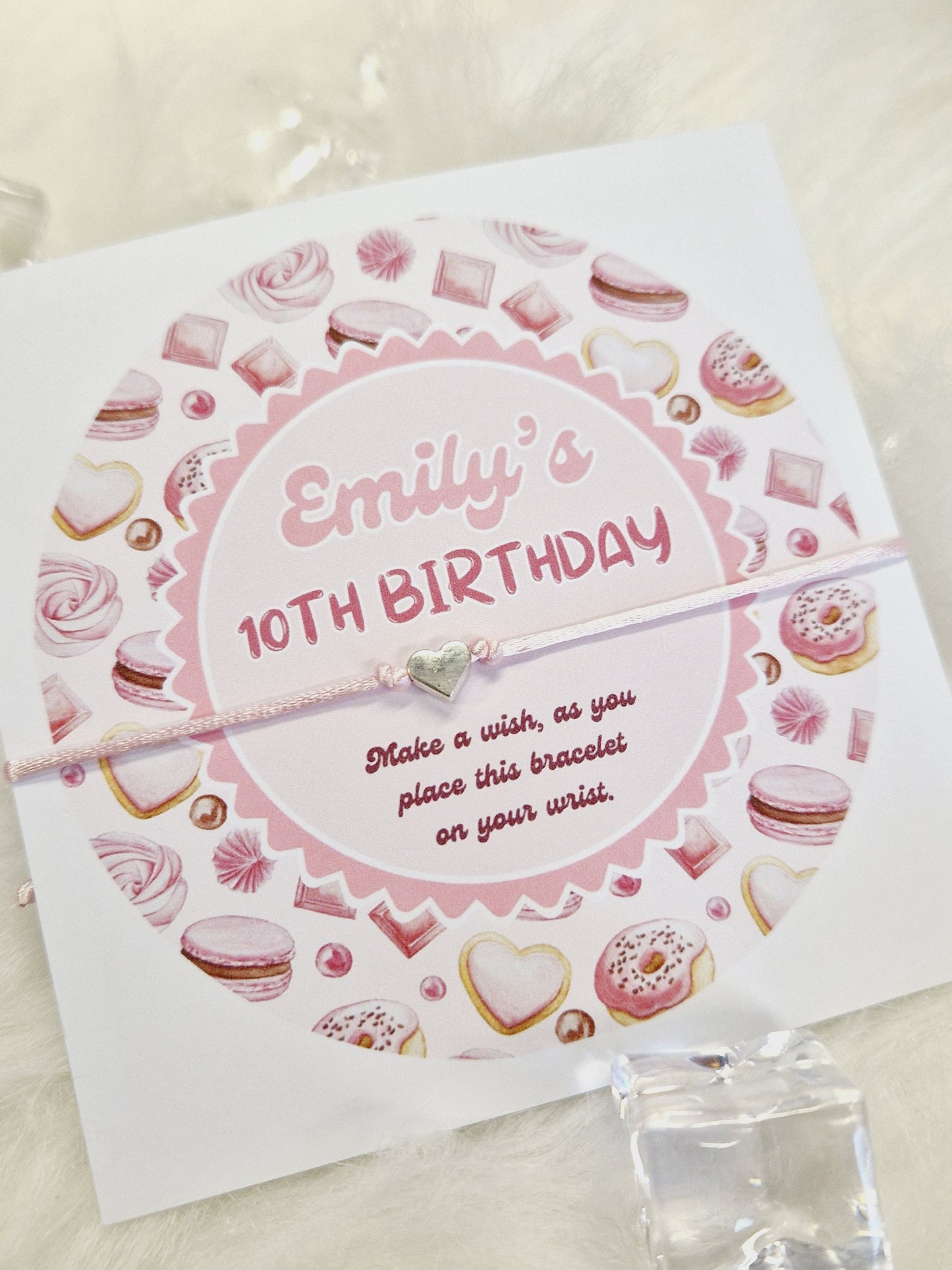 Birthday - Friendship Cord Charm Bracelet - Party bag filler - Personalised - Any age -  Wish Bracelet -Party M02