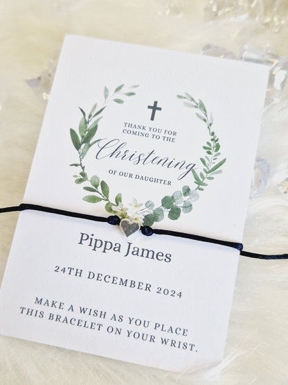 Christening Wish Bracelet | Personalised Wish Bracelet | Wish Bracelet Charm | Family | Friends | Thank you I Friendship Bracelets - Ch1