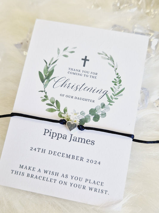 Christening Wish Bracelet | Personalised Wish Bracelet | Wish Bracelet Charm | Family | Friends | Thank you I Friendship Bracelets - Ch1