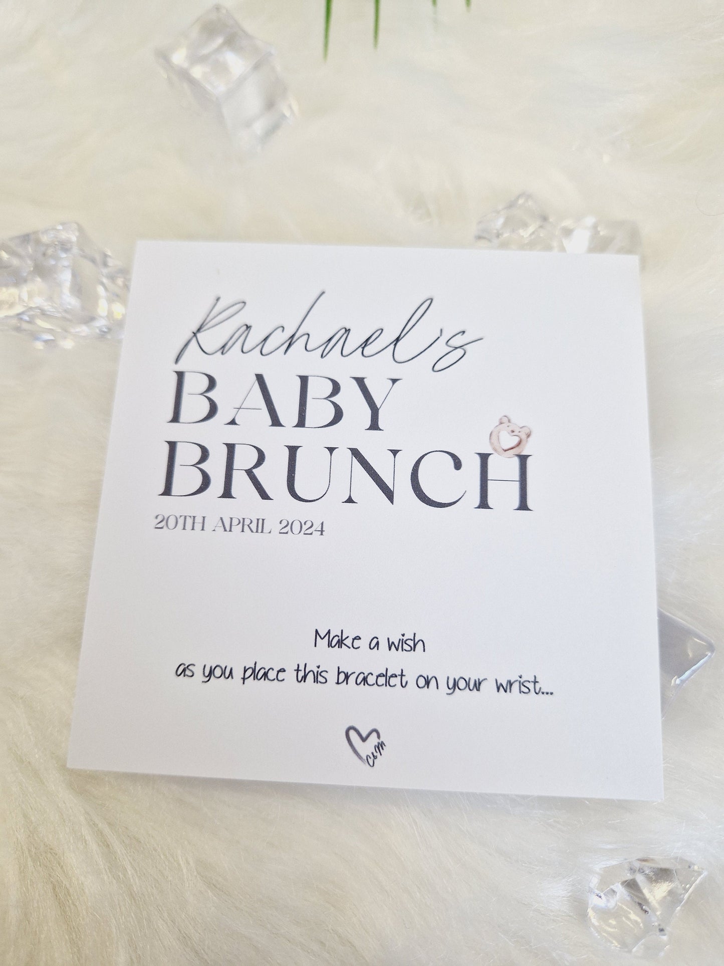 Personalised Baby Shower Wish Bracelet: Charm String, Cute - Gender Neutral