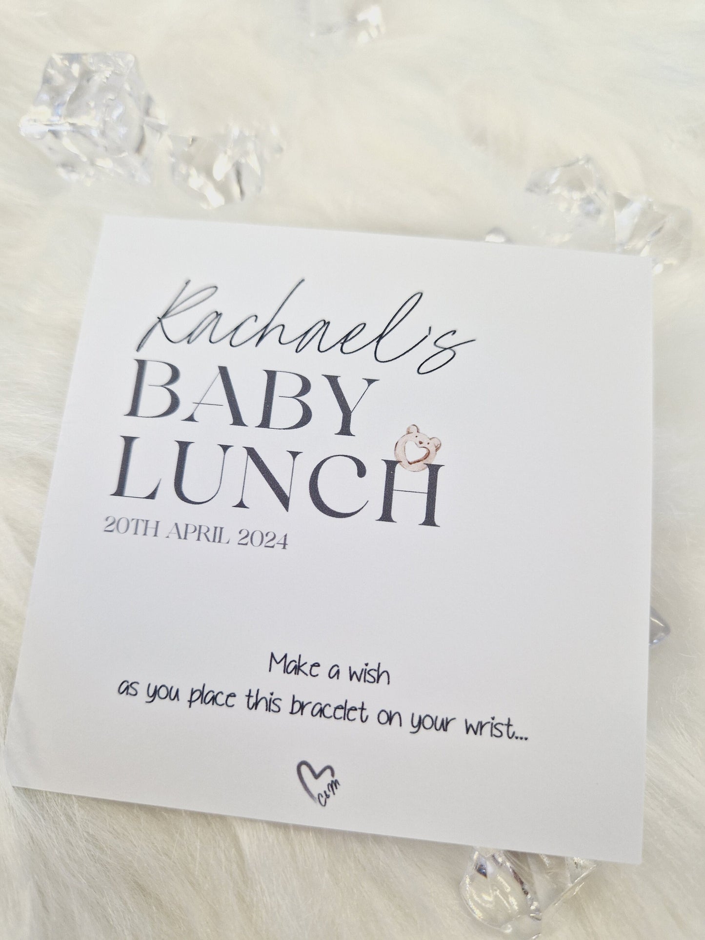 Personalised Baby Shower Wish Bracelet: Charm String, Cute - Gender Neutral