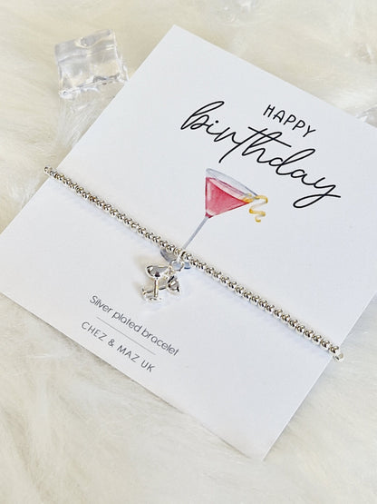 Happy Birthday IWine I Red Wine I Friend I  Birthday Gifts For Women I Beaded Silver Jewellery with Silver Wine Bottle Charm-Wine5