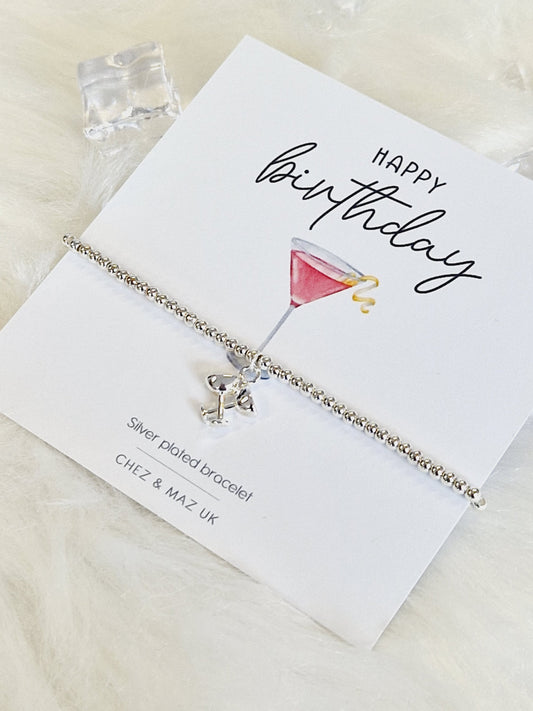 Happy Birthday IWine I Red Wine I Friend I  Birthday Gifts For Women I Beaded Silver Jewellery with Silver Wine Bottle Charm-Wine5