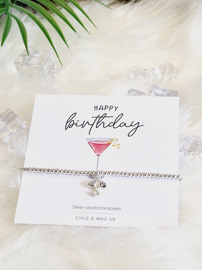 Happy Birthday IWine I Red Wine I Friend I  Birthday Gifts For Women I Beaded Silver Jewellery with Silver Wine Bottle Charm-Wine5