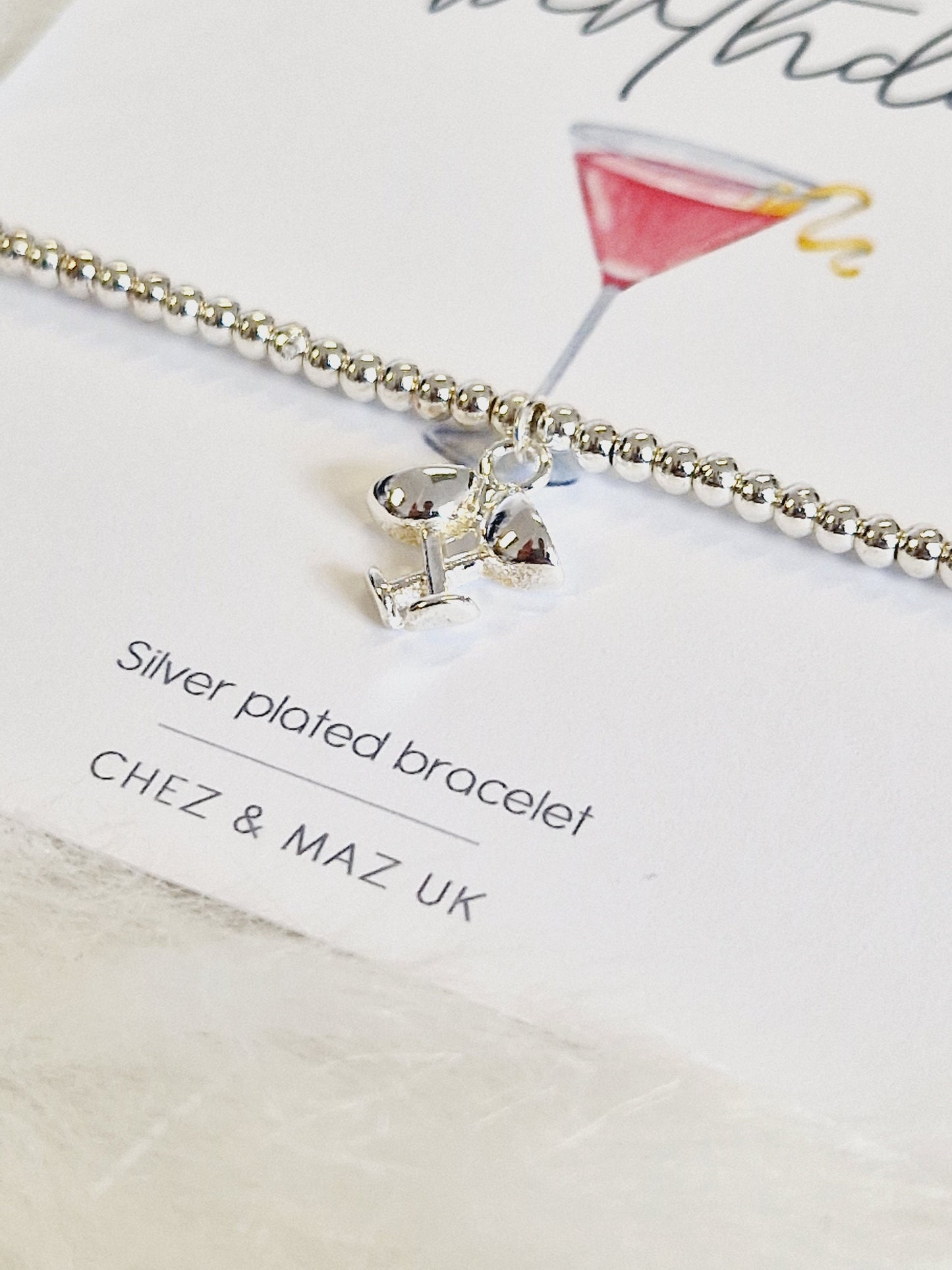 Happy Birthday IWine I Red Wine I Friend I  Birthday Gifts For Women I Beaded Silver Jewellery with Silver Wine Bottle Charm-Wine5