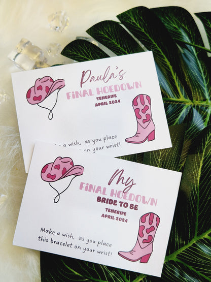 Last Rodeo Cowgirl Hen Party Wish Bracelet: Western Bridal Shower Favour - Pink Hoedown