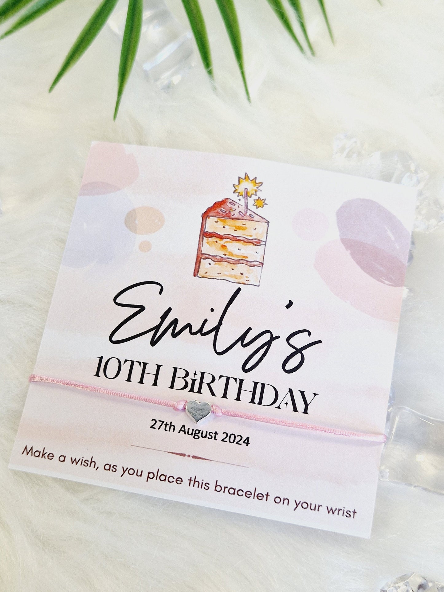 Cake Design Birthday - wish string charm bracelet - Party bag filler - Personalised - Any age - Birthday Party Favours - Party ck5