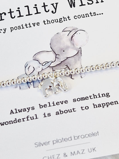 Fertility Elephant Charm Bracelet: Silver Plated Wish Jewellery
