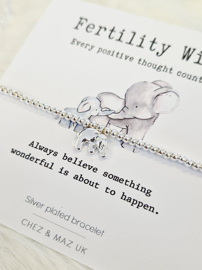 Fertility Elephant Charm Bracelet: Silver Plated Wish Jewellery