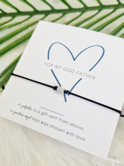 Godfather Wish Bracelet: Star Charm, Christening Gift