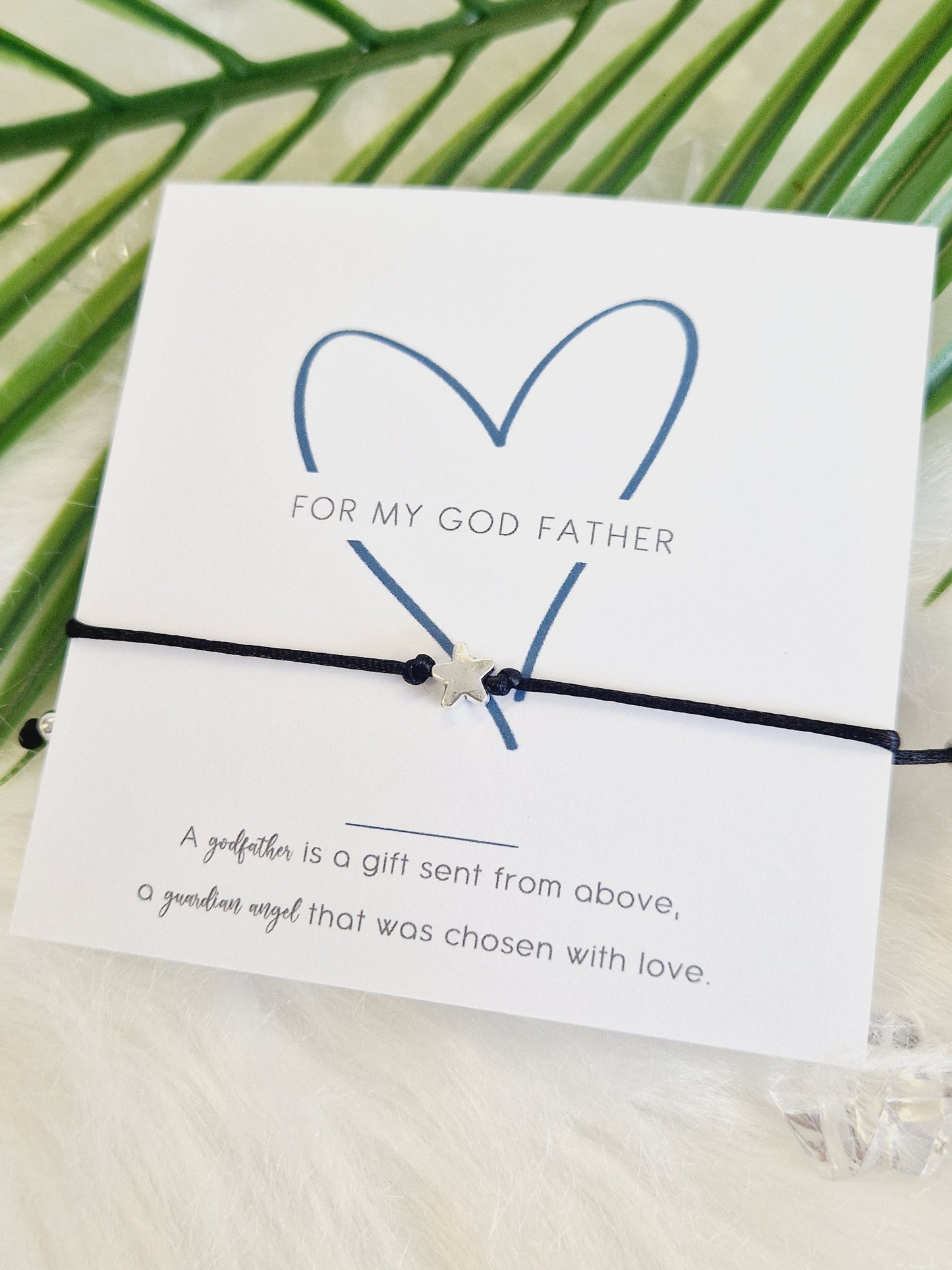 Godfather Wish Bracelet: Star Charm, Christening Gift