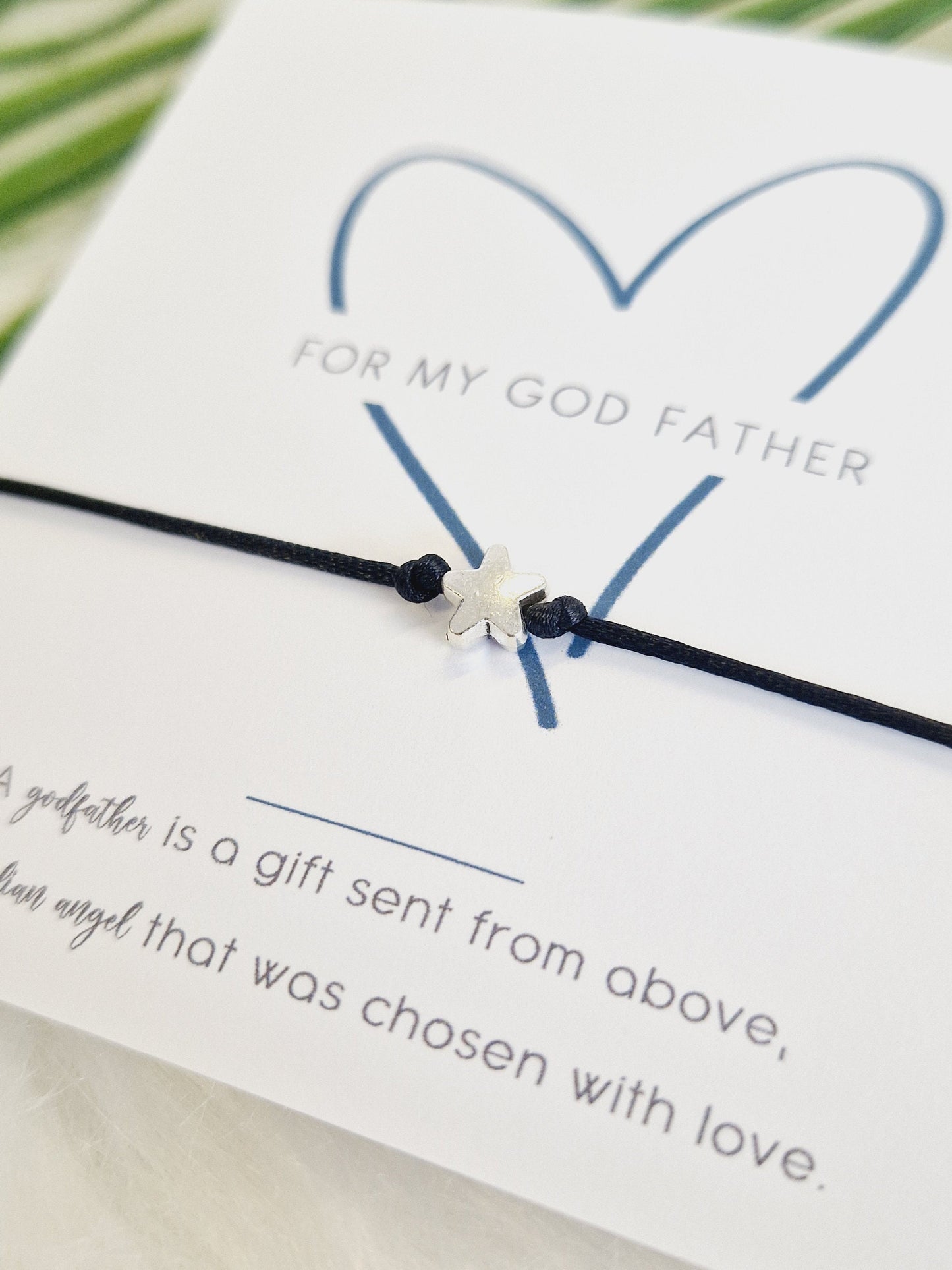 Godfather Wish Bracelet: Star Charm, Christening Gift