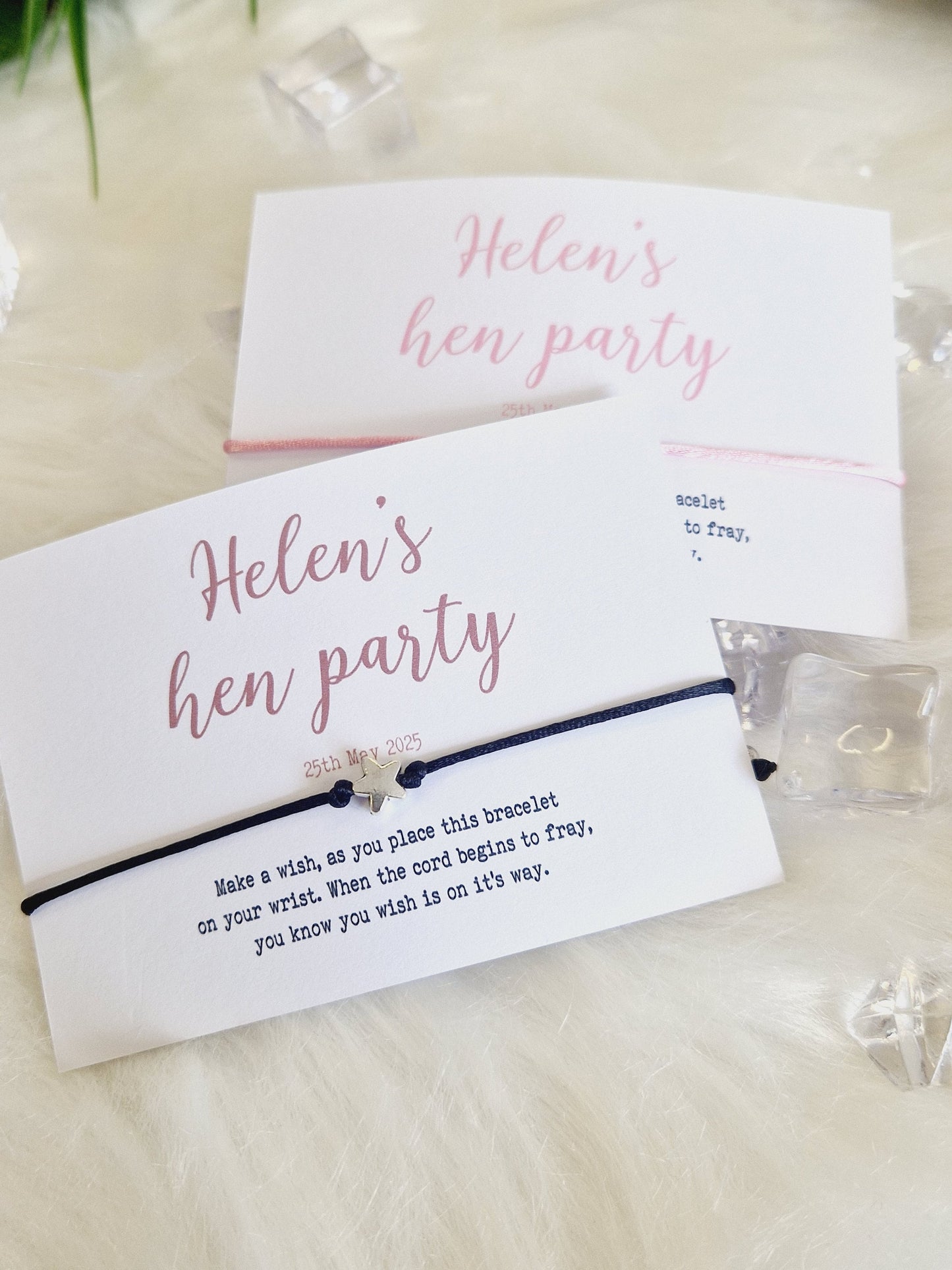 Calligraphy Coloured Font Hen Party Wish Bracelets -Personalised -Goodie Bag Filler -Hen Weekend, Hen Do, Girls Weekend - Bride to Be - CA64