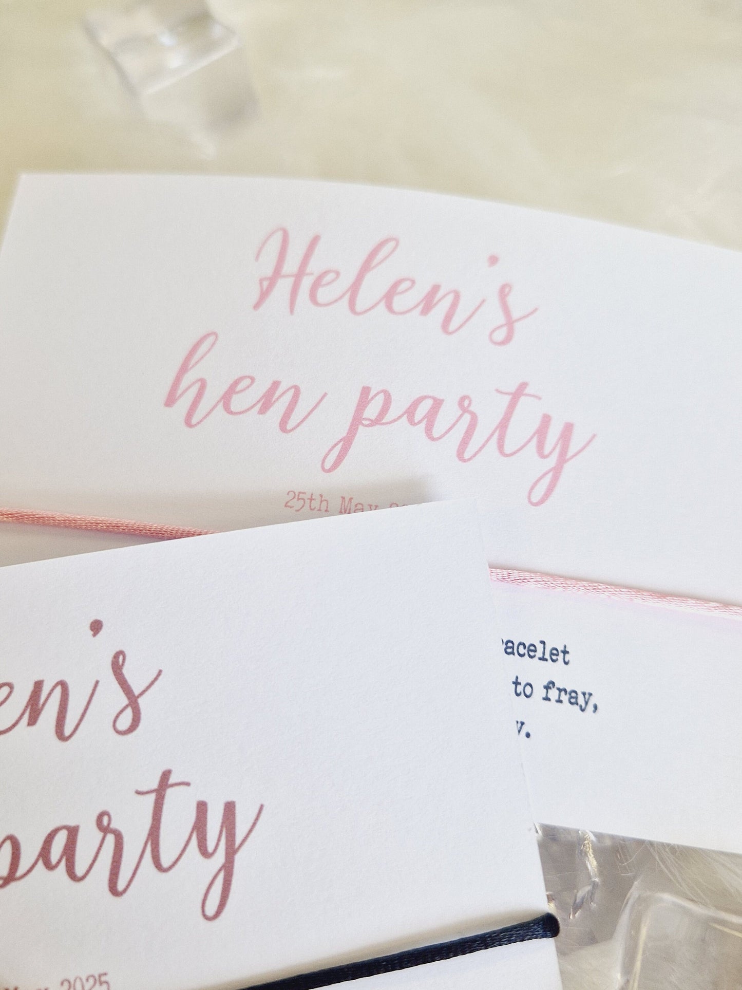 Calligraphy Coloured Font Hen Party Wish Bracelets -Personalised -Goodie Bag Filler -Hen Weekend, Hen Do, Girls Weekend - Bride to Be - CA64