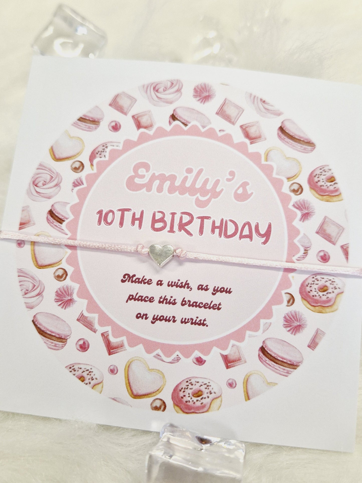 Birthday - Friendship Cord Charm Bracelet - Party bag filler - Personalised - Any age -  Wish Bracelet -Party M02
