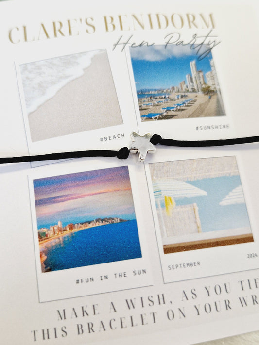 Benidorm Inspired Wish Bracelets - Personalised-Beach - Hen Holiday -Hen Party  Goodie Bag Filler - Hen Weekend, Hen Do, Girls Weekend-Ben1