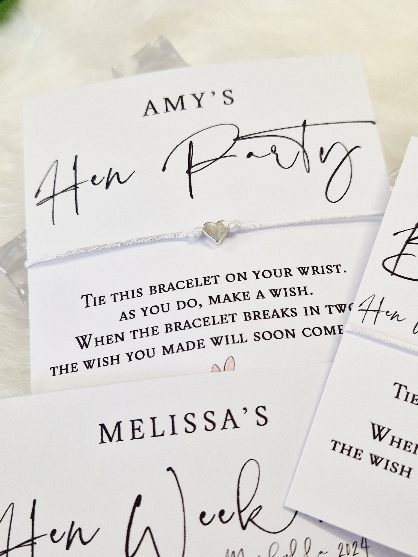 Personalised Hen Party Wish Bracelet: Calligraphy Favour