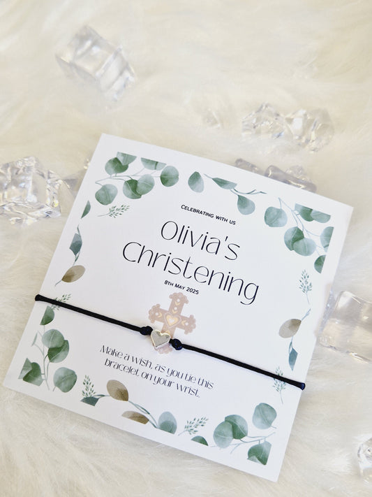 Christening Wish Bracelet | Personalised Wish Bracelet | Wish Bracelet Charm | Family | Friends | Thank you I Friendship Bracelets - Ch3