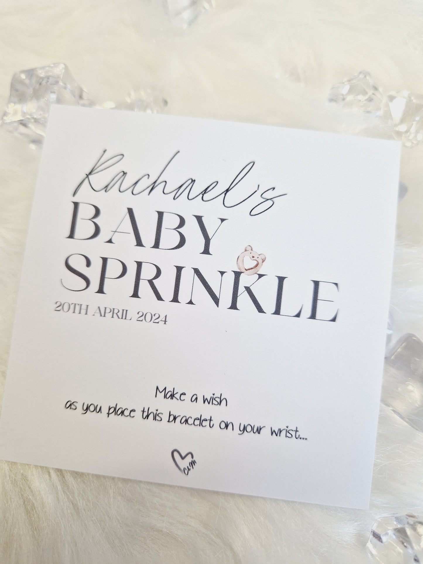 Personalised Baby Shower Wish Bracelet: Charm String, Cute - Gender Neutral