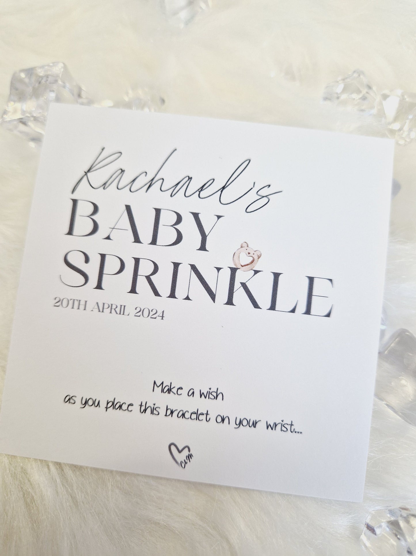 Personalised Baby Shower Wish Bracelet: Charm String, Cute - Gender Neutral
