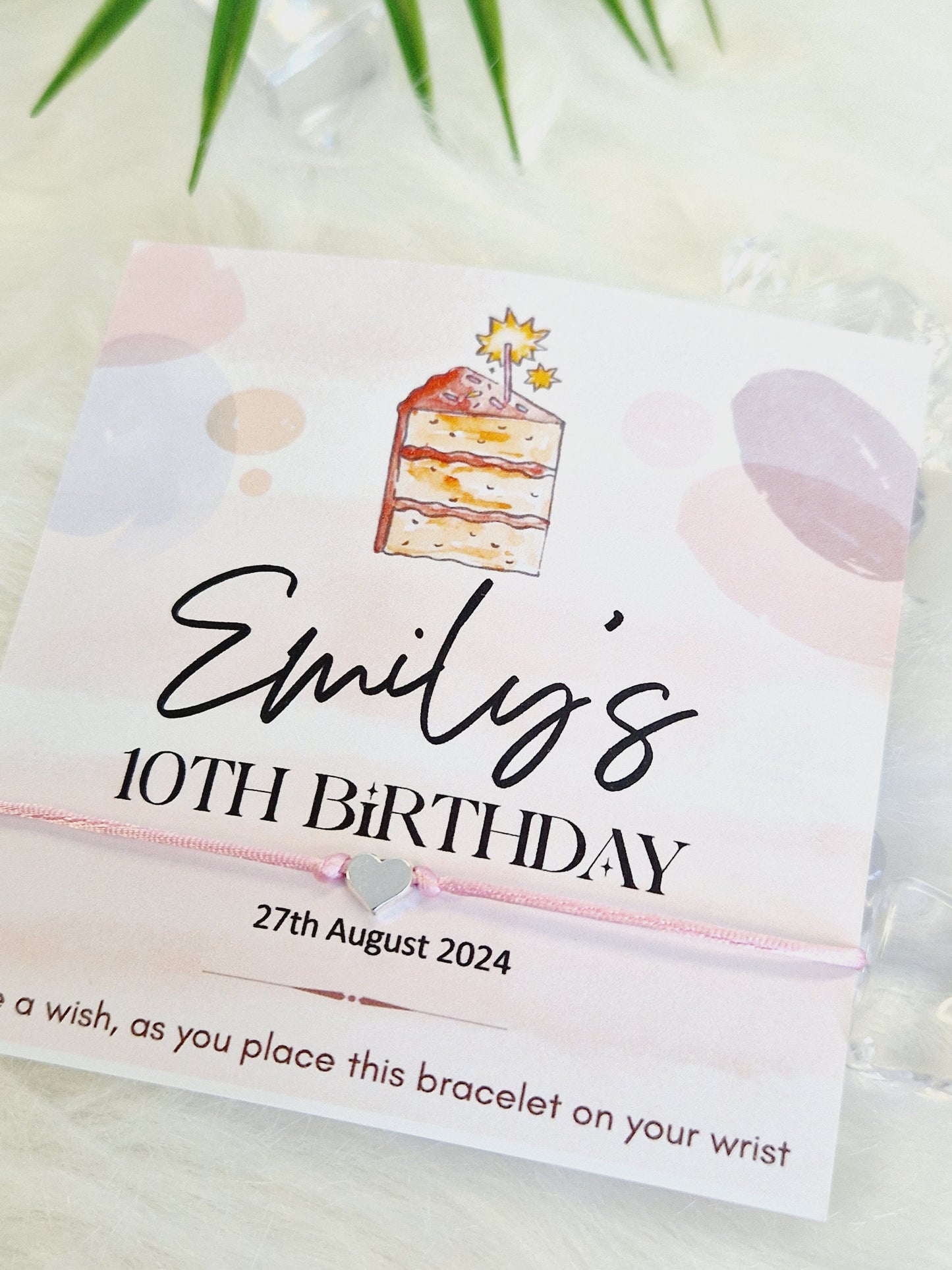 Cake Design Birthday - wish string charm bracelet - Party bag filler - Personalised - Any age - Birthday Party Favours - Party ck5