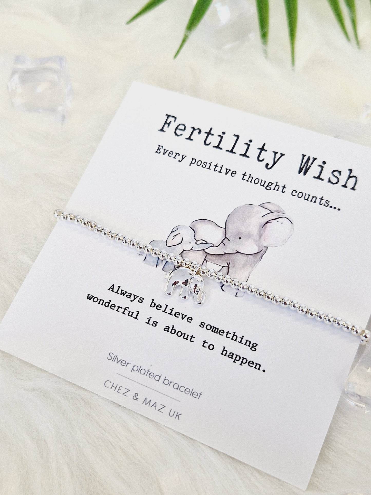 Fertility Elephant Charm Bracelet: Silver Plated Wish Jewellery