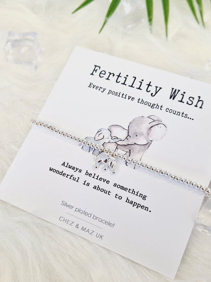 Fertility Elephant Charm Bracelet: Silver Plated Wish Jewellery