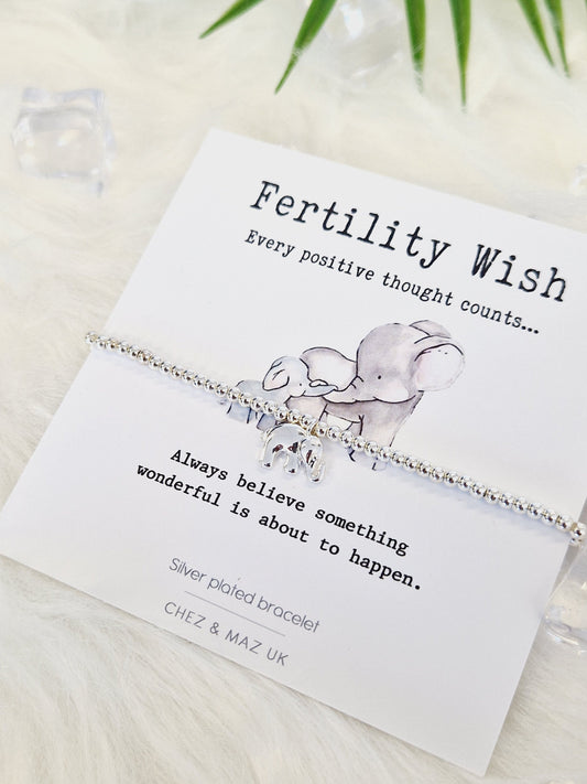 Fertility Elephant Charm Bracelet: Silver Plated Wish Jewellery