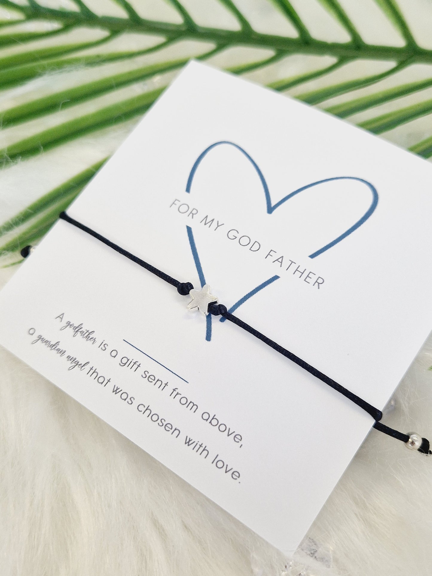 Godfather Wish Bracelet: Star Charm, Christening Gift