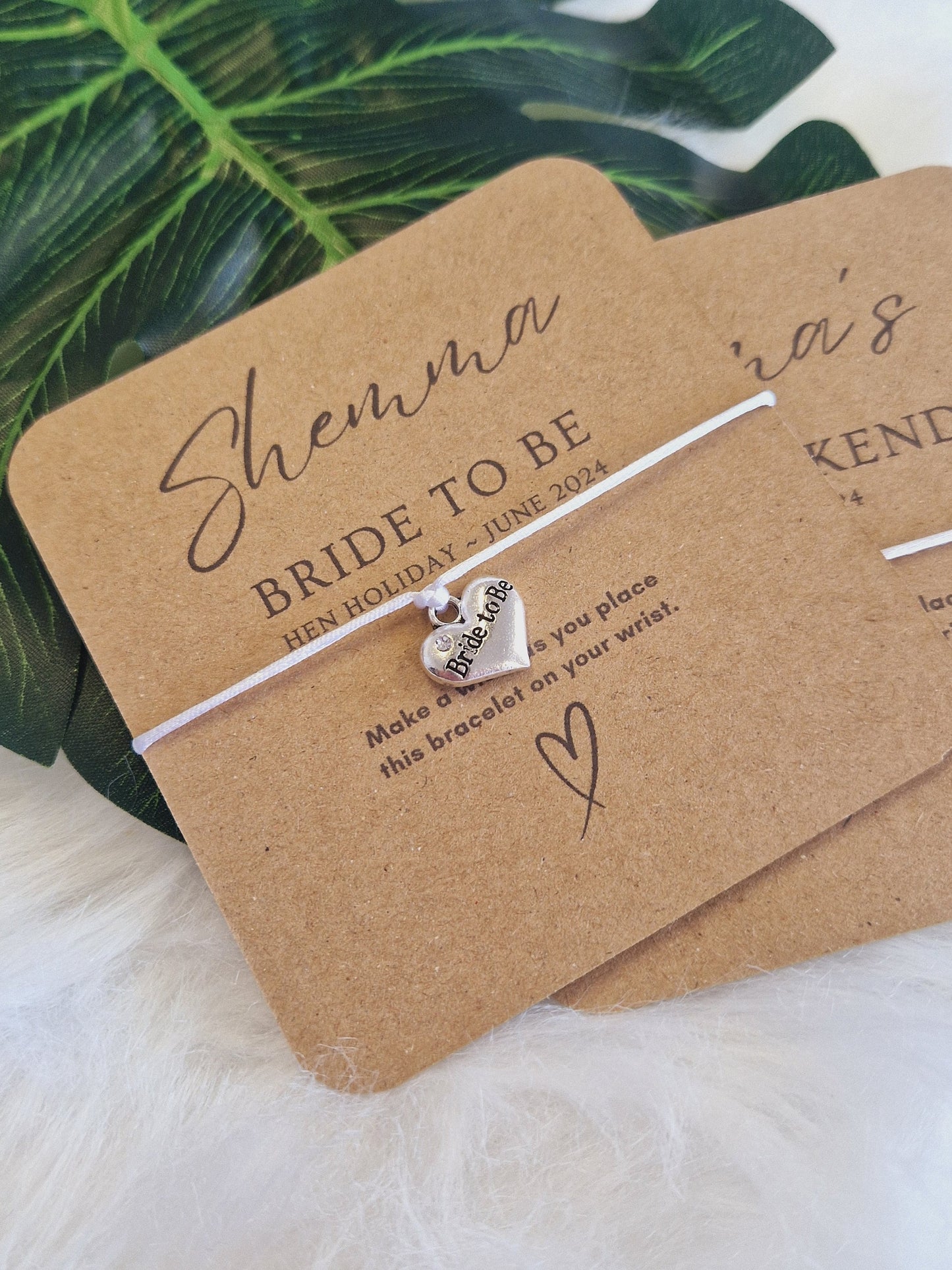 Pack of 10 Personalised Wish Bracelet: Hen Party Favor, Eco-Friendly Card