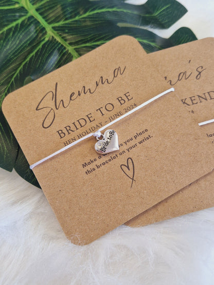 Pack of 10 Personalised Wish Bracelet: Hen Party Favor, Eco-Friendly Card
